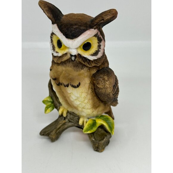 VTG Lefton China Great Horned Owl Figurine Ceramic Woodland Bird 1983–1990s - Picture 2 of 8